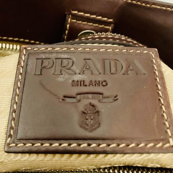PRADA CANAPA LOGO CANVAS AND LEATHER BAG MADE IN ITALY - Picture 12 of 16